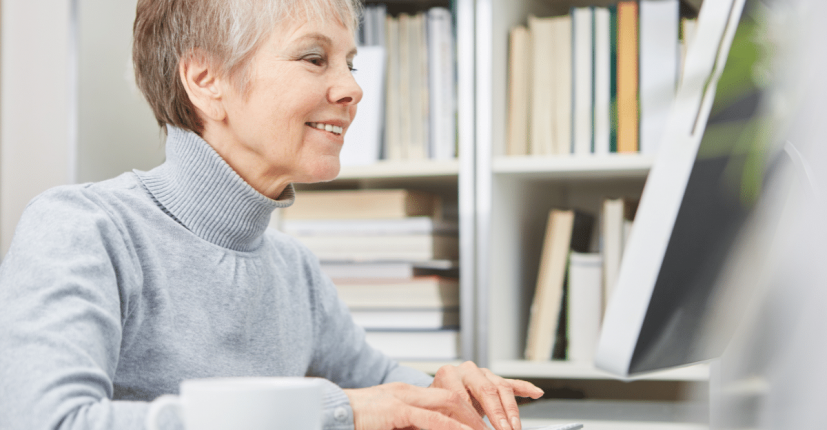 senior woman working on computer